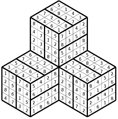Hyper Sudoku 3D 3 cube solution